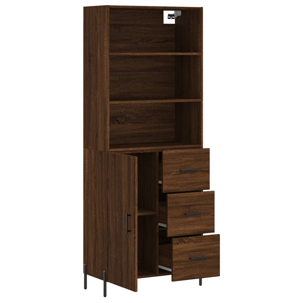 Buffet haut Chêne marron 69,5x34x180 cm Bois d'ingénierie Buffets & bahuts vidaXL