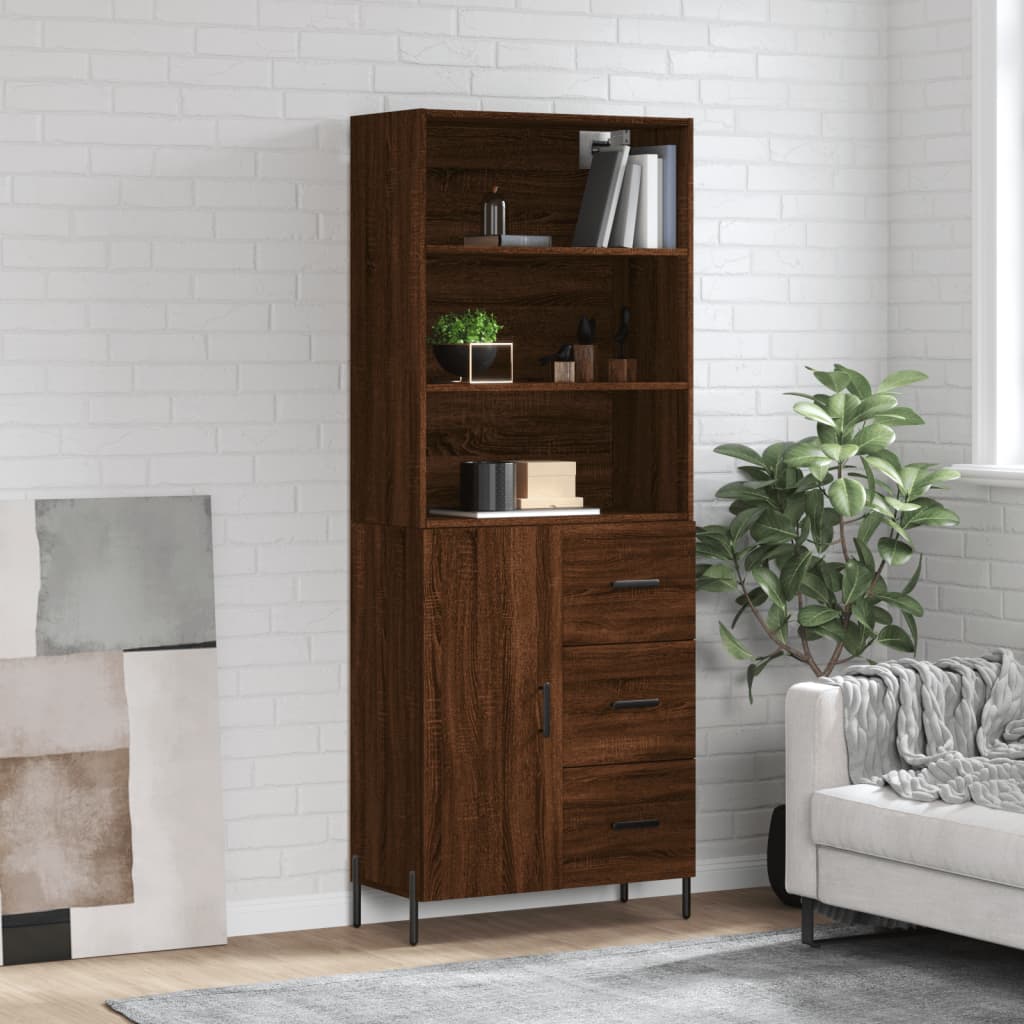 Buffet haut Chêne marron 69,5x34x180 cm Bois d'ingénierie Buffets & bahuts vidaXL