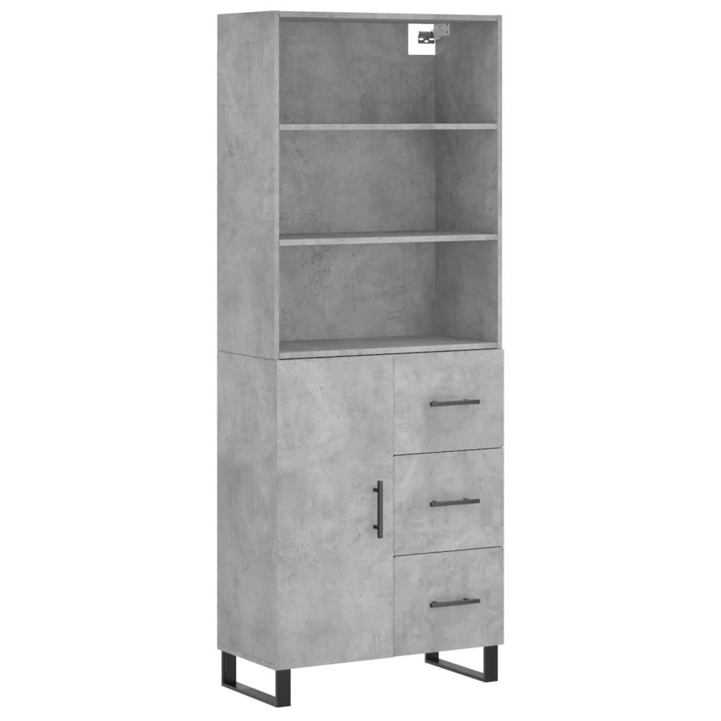 Buffet haut Gris béton 69,5x34x180 cm Bois d'ingénierie - XIOS