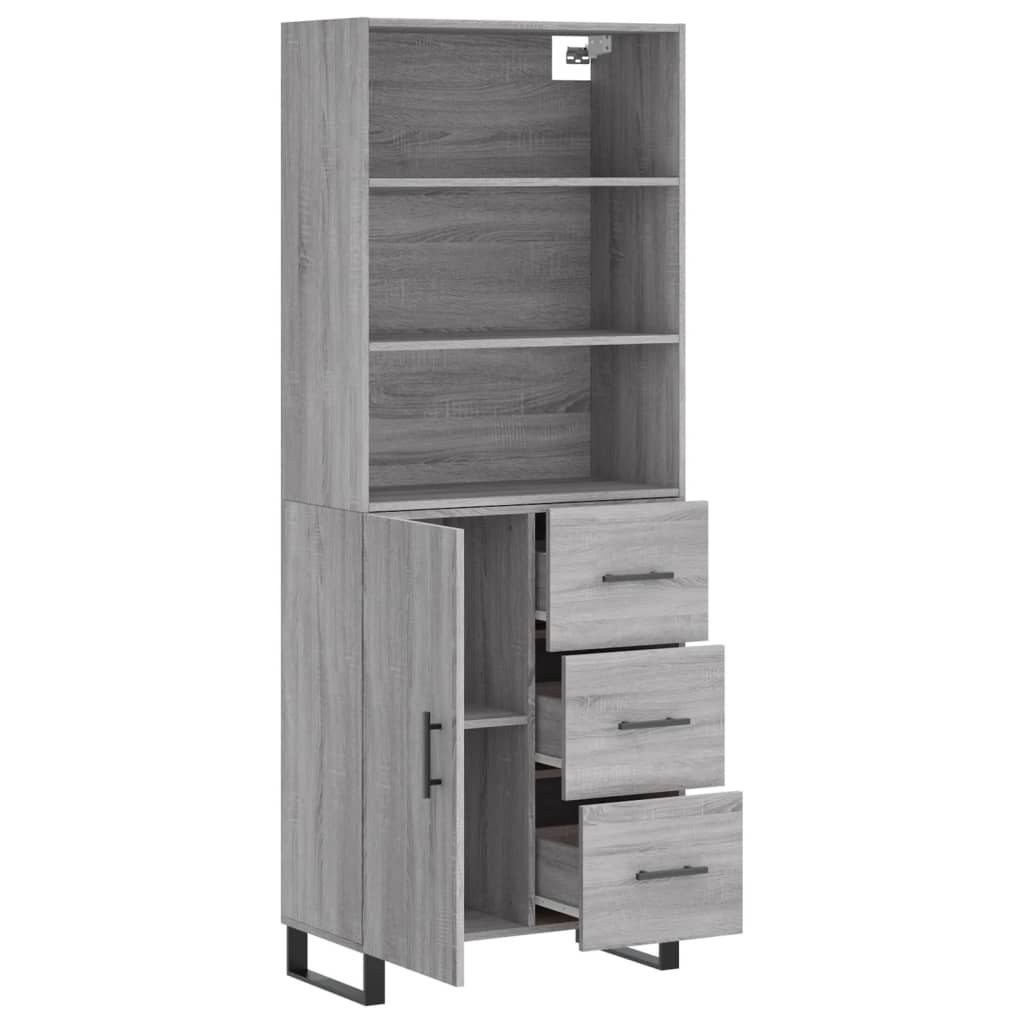 Buffet haut Sonoma gris 69,5x34x180 cm Bois d'ingénierie - XIOS