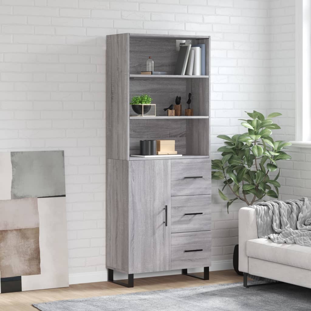 Buffet haut Sonoma gris 69,5x34x180 cm Bois d'ingénierie - XIOS