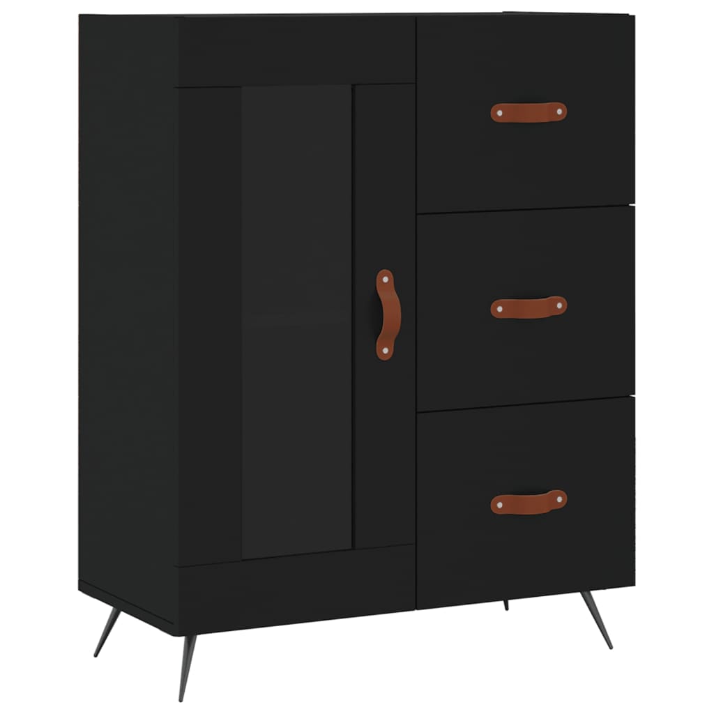 Buffet haut Noir 69,5x34x180 cm Bois d'ingénierie - XIOS