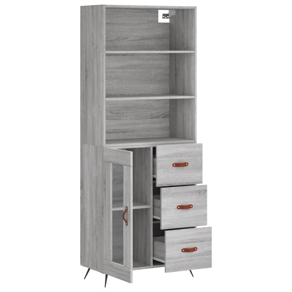 Buffet haut Sonoma gris 69,5x34x180 cm Bois d'ingénierie - XIOS