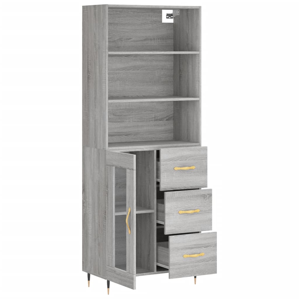Buffet haut Sonoma gris 69,5x34x180 cm Bois d'ingénierie - XIOS