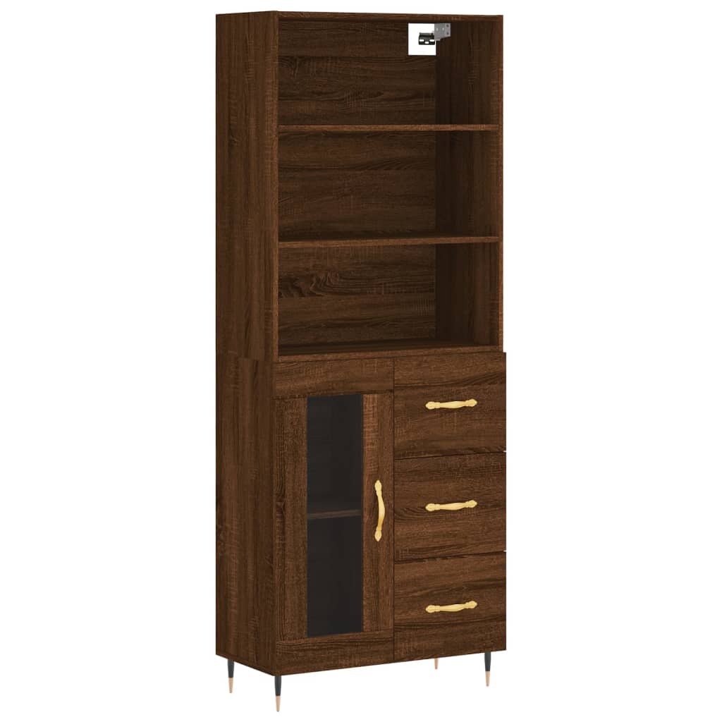Buffet haut Chêne marron 69,5x34x180 cm Bois d'ingénierie Buffets & bahuts vidaXL