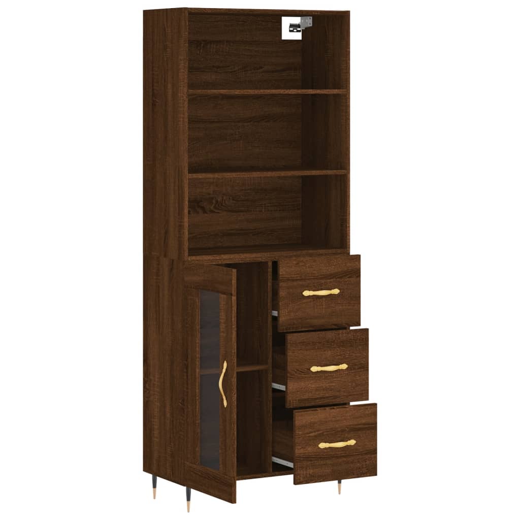 Buffet haut Chêne marron 69,5x34x180 cm Bois d'ingénierie Buffets & bahuts vidaXL
