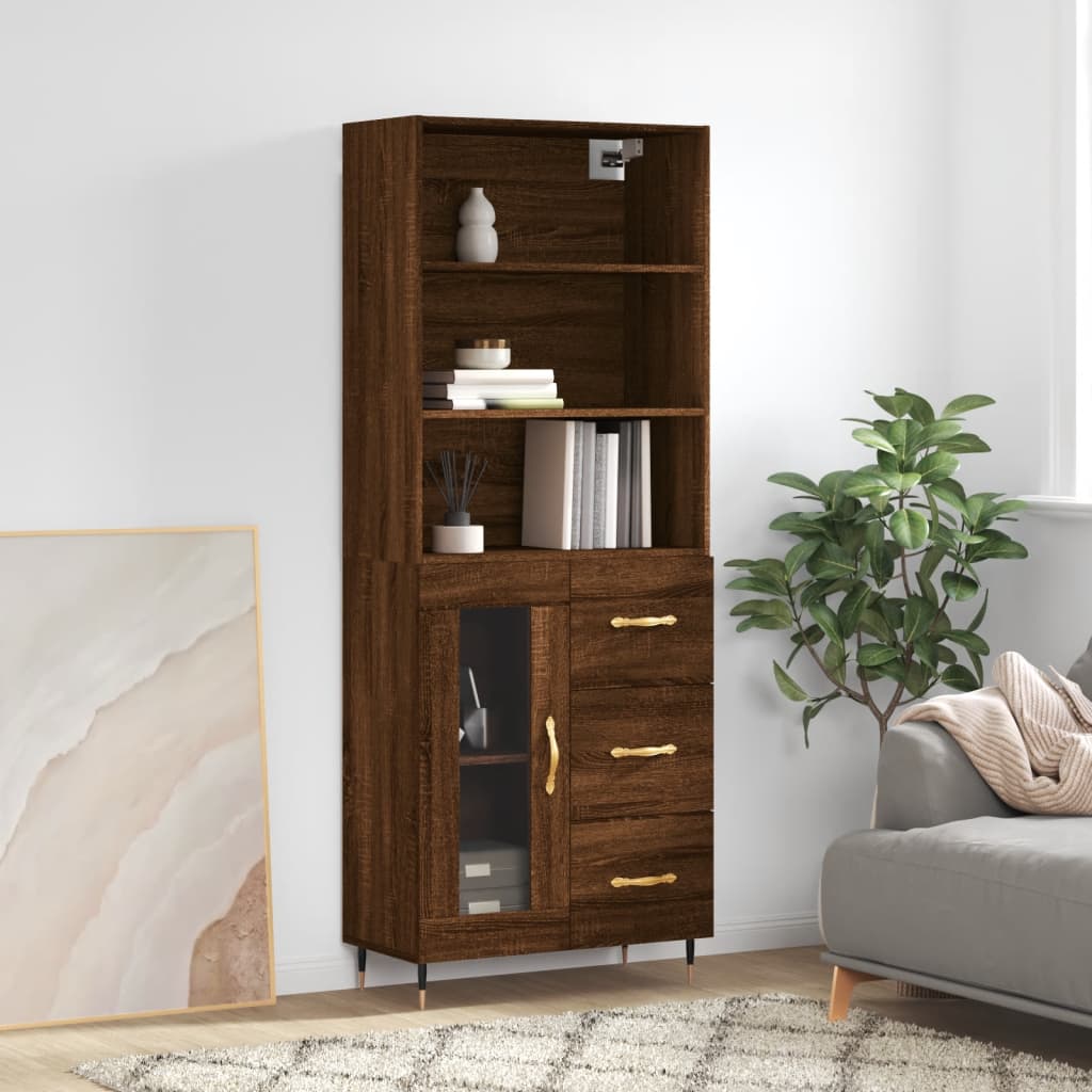 Buffet haut Chêne marron 69,5x34x180 cm Bois d'ingénierie Buffets & bahuts vidaXL