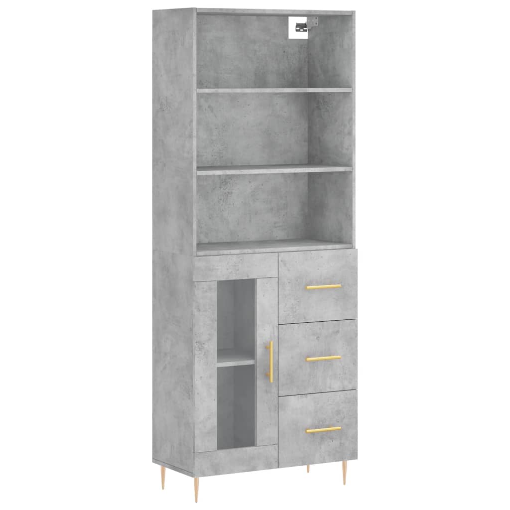 Buffet haut Gris béton 69,5x34x180 cm Bois d'ingénierie - XIOS