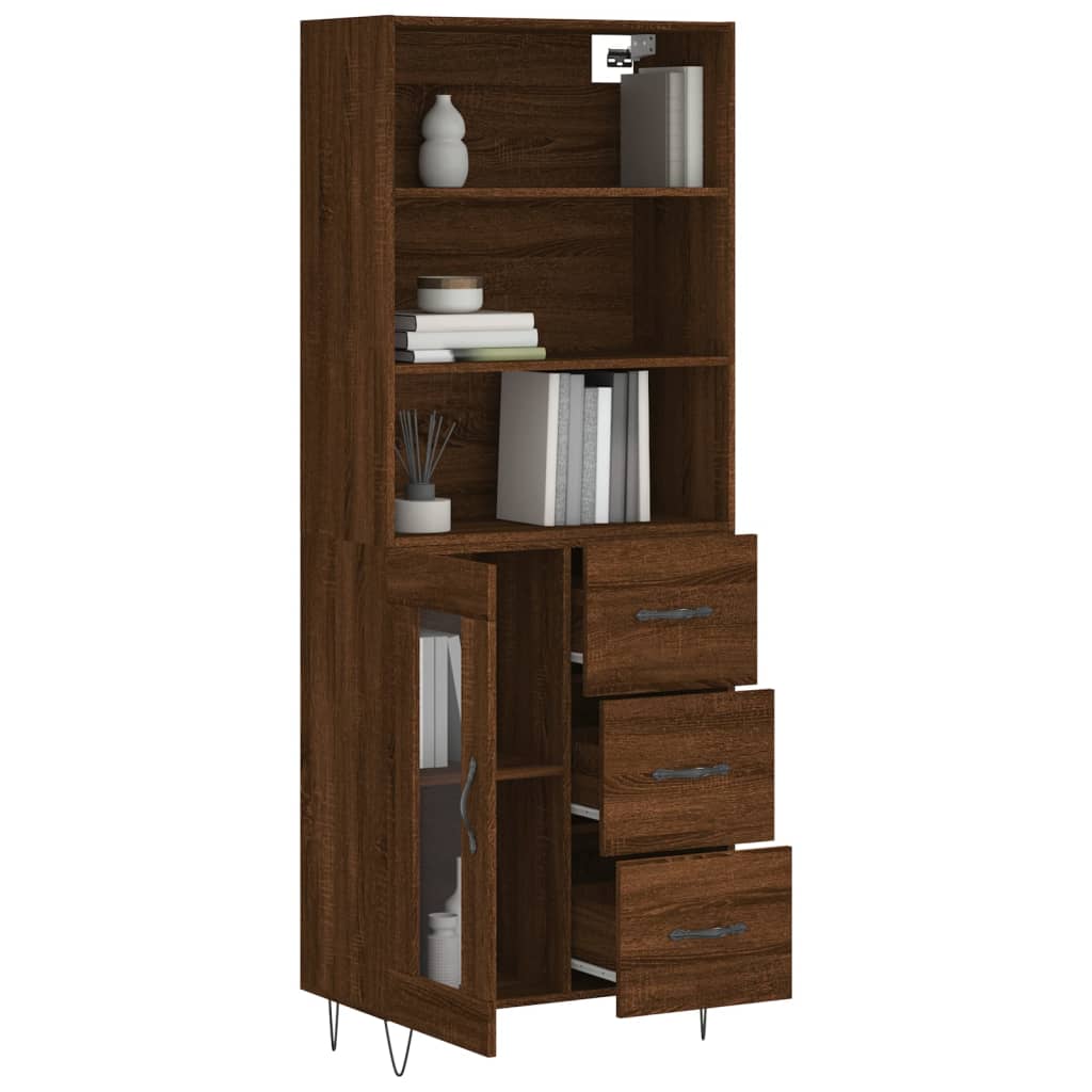 Buffet haut Chêne marron 69,5x34x180 cm Bois d'ingénierie - XIOS