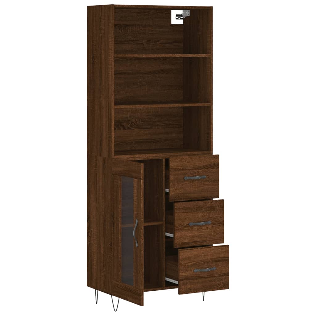 Buffet haut Chêne marron 69,5x34x180 cm Bois d'ingénierie - XIOS