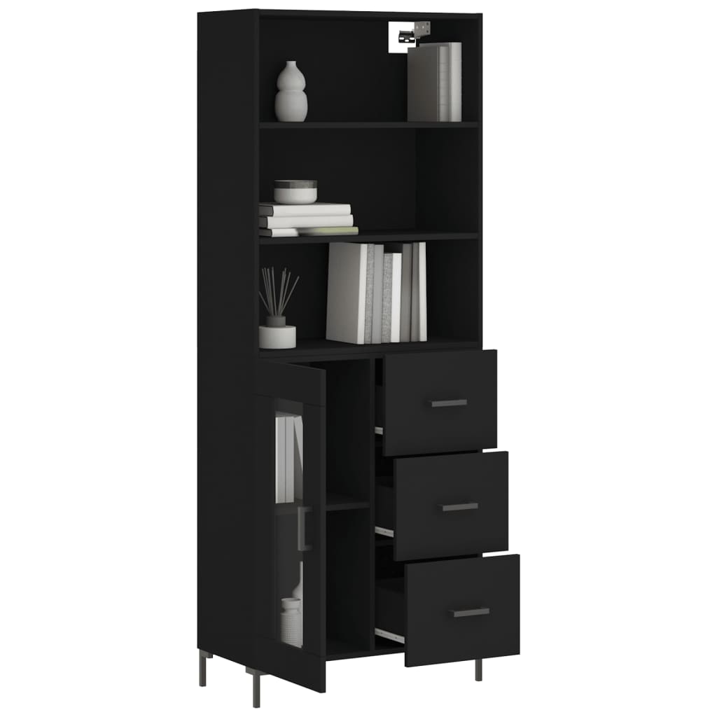 Buffet haut Noir 69,5x34x180 cm Bois d'ingénierie - XIOS