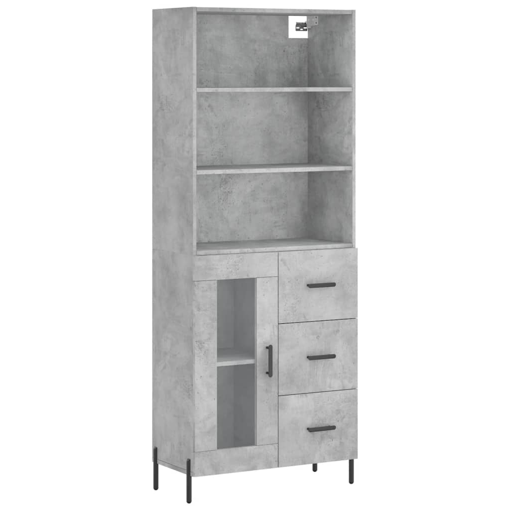 Buffet haut Gris béton 69,5x34x180 cm Bois d'ingénierie - XIOS