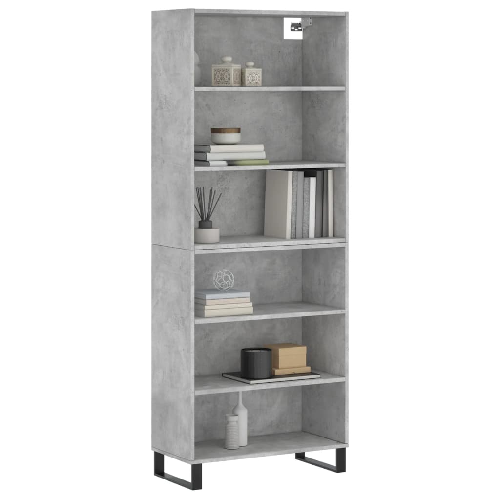 Buffet gris béton 69,5x32,5x180 cm bois d'ingénierie - XIOS