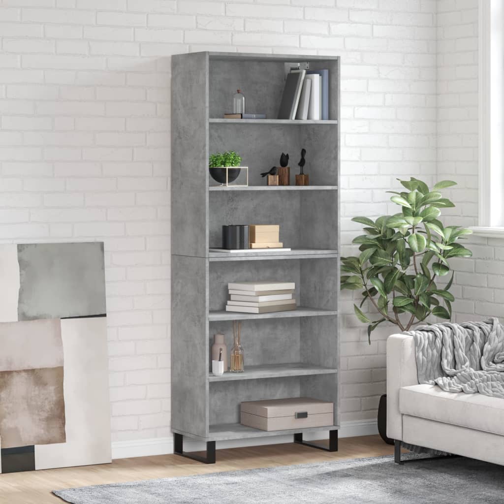 Buffet gris béton 69,5x32,5x180 cm bois d'ingénierie - XIOS