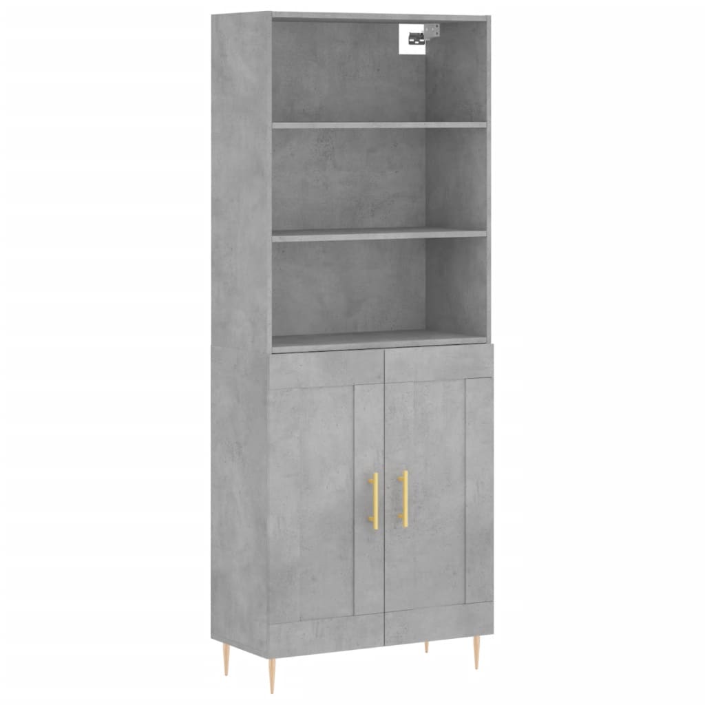 Buffet haut Gris béton 69,5x34x180 cm Bois d'ingénierie - XIOS