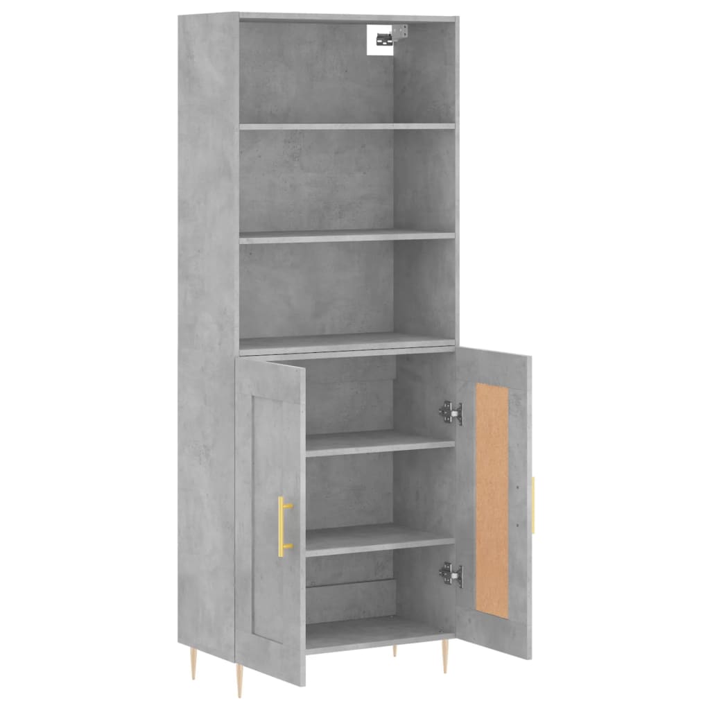 Buffet haut Gris béton 69,5x34x180 cm Bois d'ingénierie - XIOS