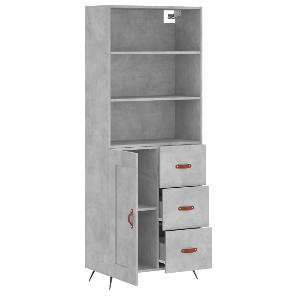 Buffet haut Gris béton 69,5x34x180 cm Bois d'ingénierie - XIOS