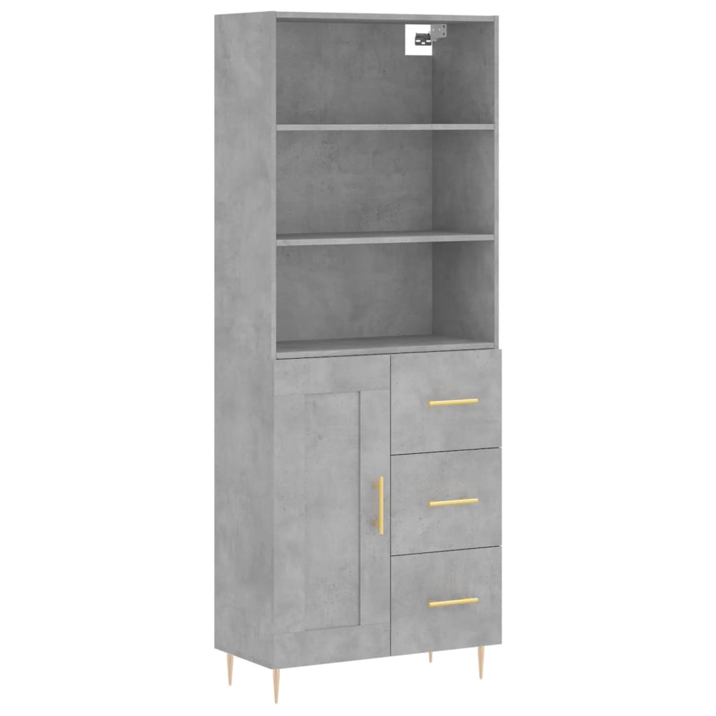 Buffet haut Gris béton 69,5x34x180 cm Bois d'ingénierie - XIOS