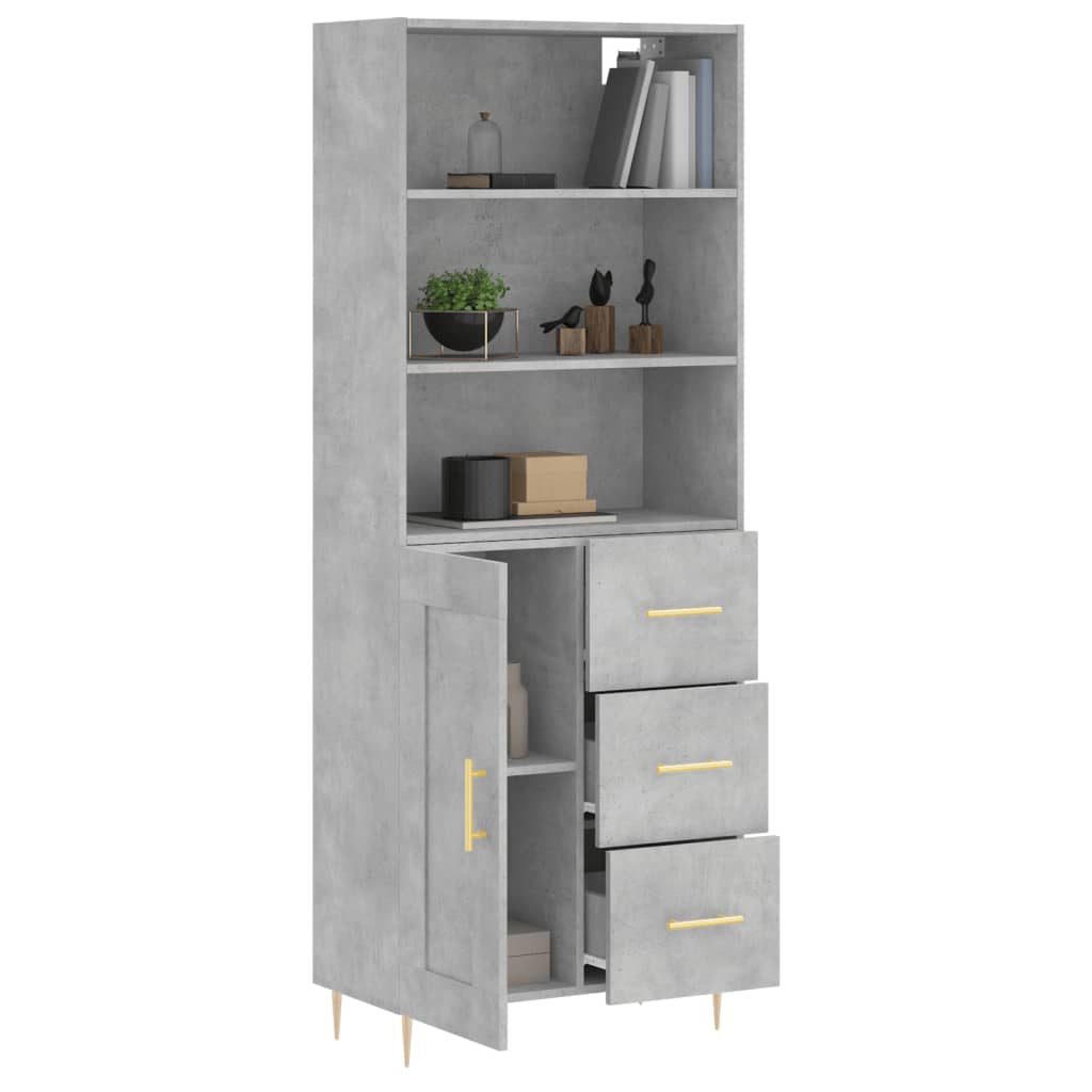 Buffet haut Gris béton 69,5x34x180 cm Bois d'ingénierie - XIOS