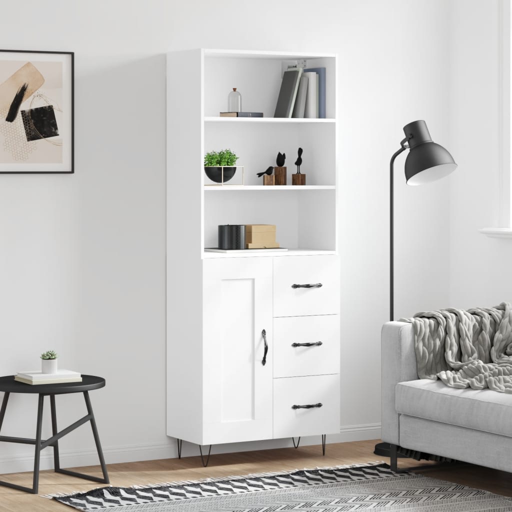 Buffet haut Blanc 69,5x34x180 cm Bois d'ingénierie - XIOS