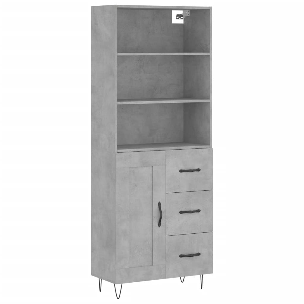 Buffet haut Gris béton 69,5x34x180 cm Bois d'ingénierie - XIOS