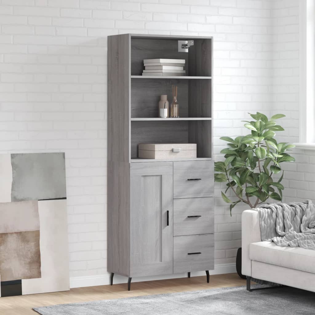Buffet haut Sonoma gris 69,5x34x180 cm Bois d'ingénierie - XIOS
