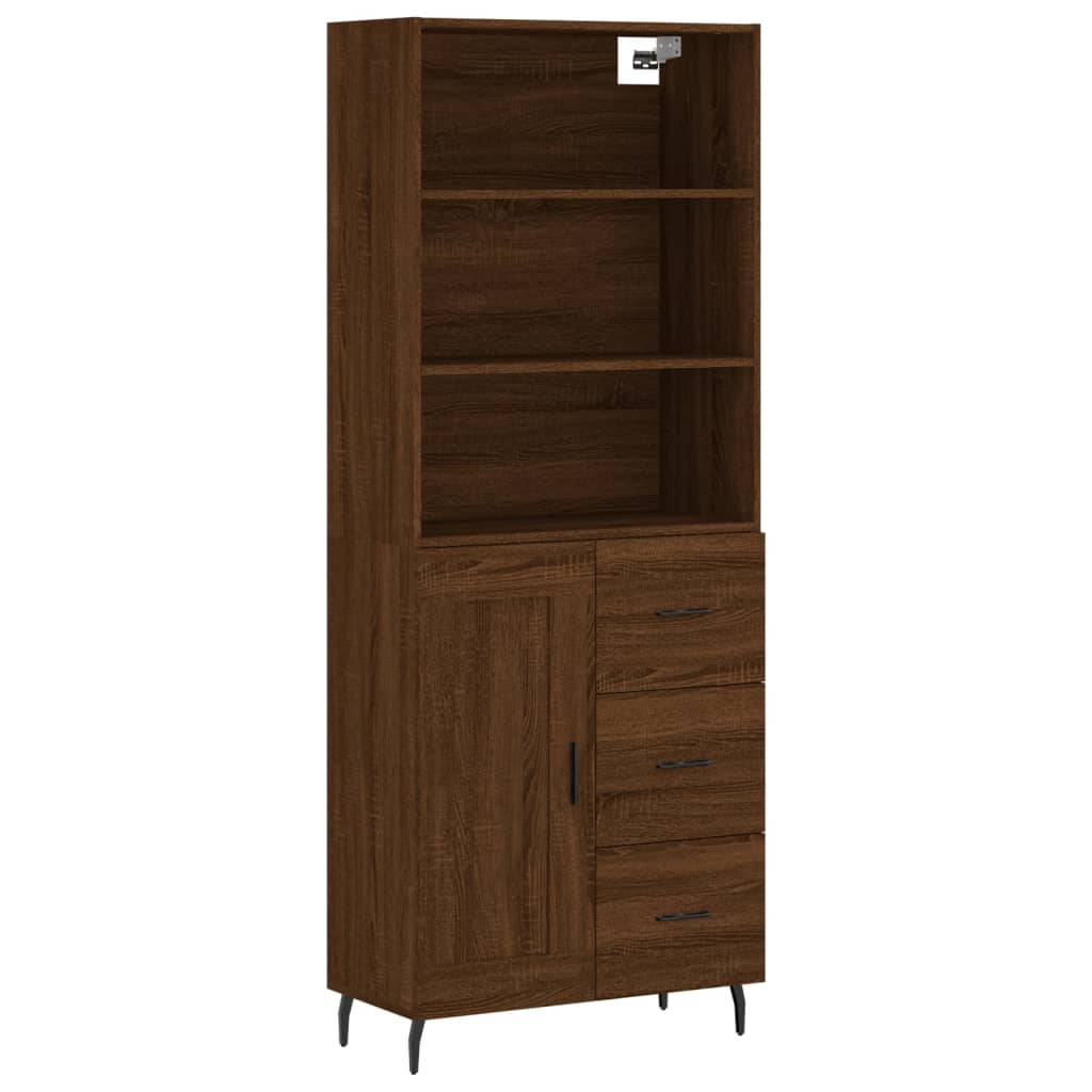 Buffet haut Chêne marron 69,5x34x180 cm Bois d'ingénierie Buffets & bahuts vidaXL