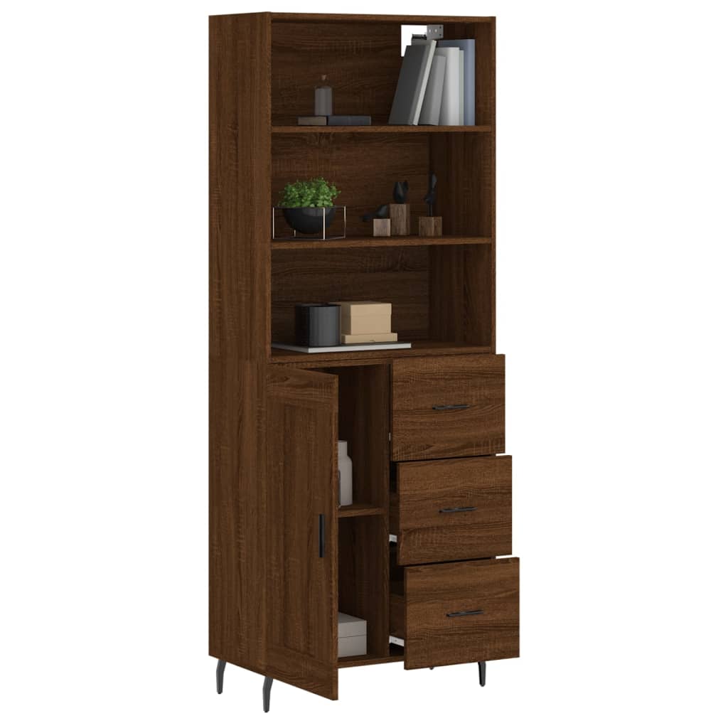 Buffet haut Chêne marron 69,5x34x180 cm Bois d'ingénierie Buffets & bahuts vidaXL