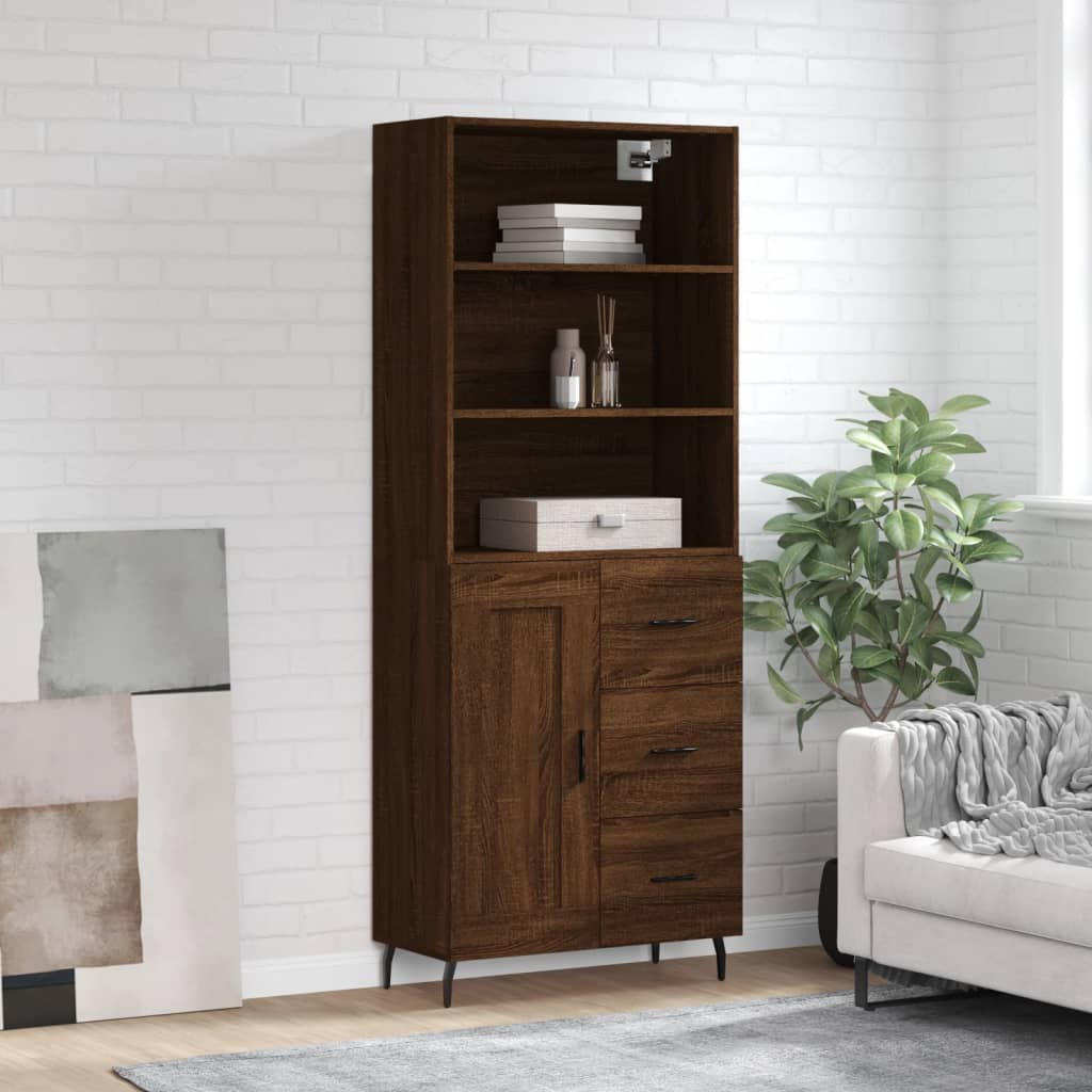 Buffet haut Chêne marron 69,5x34x180 cm Bois d'ingénierie Buffets & bahuts vidaXL