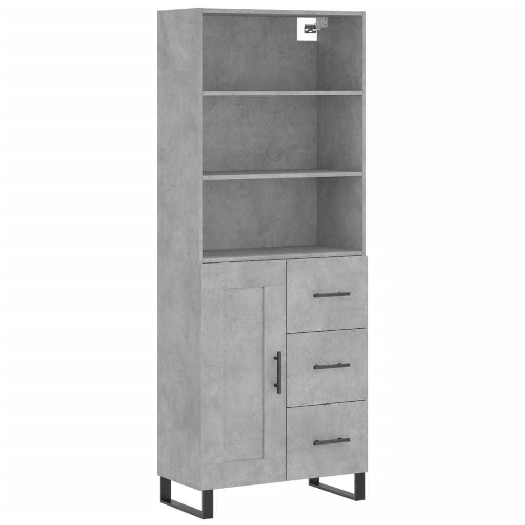 Buffet haut Gris béton 69,5x34x180 cm Bois d'ingénierie - XIOS