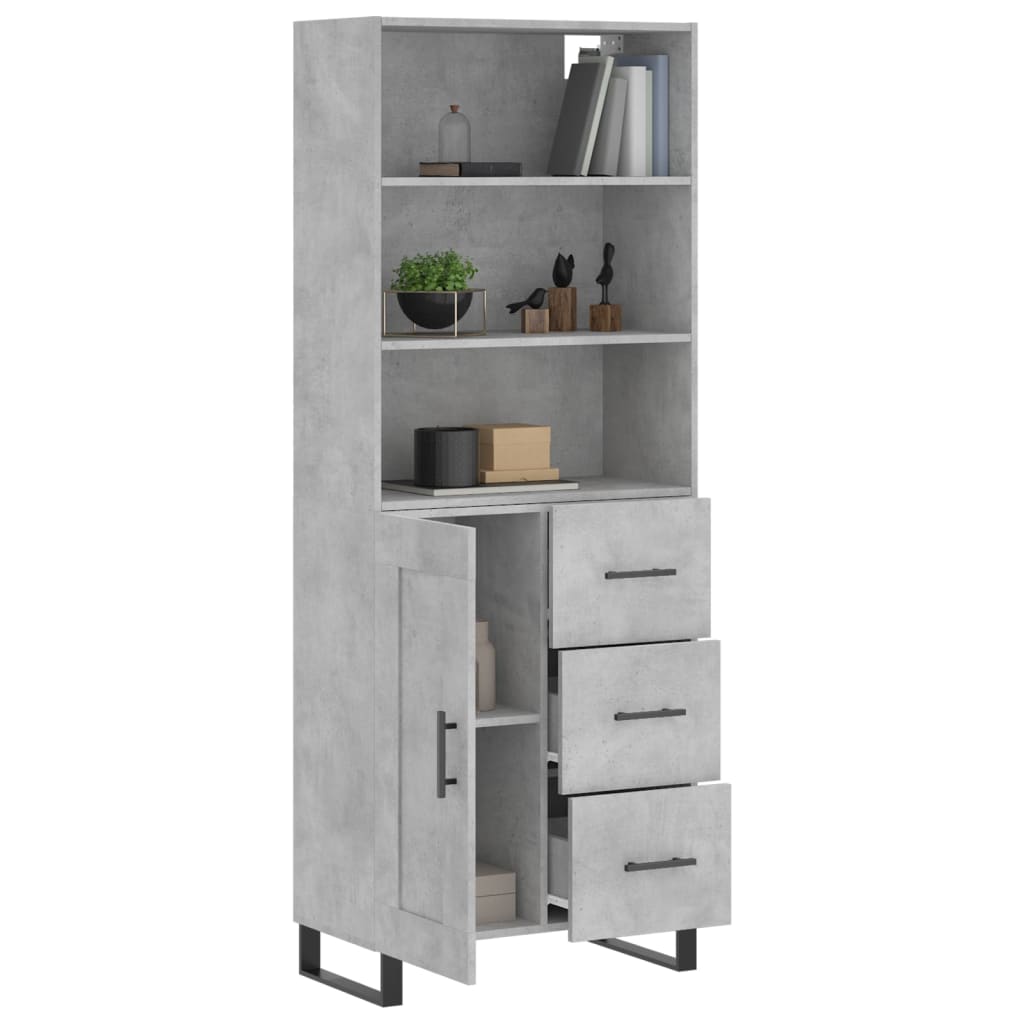 Buffet haut Gris béton 69,5x34x180 cm Bois d'ingénierie - XIOS