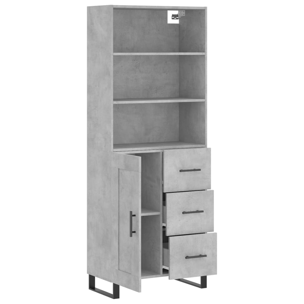 Buffet haut Gris béton 69,5x34x180 cm Bois d'ingénierie - XIOS