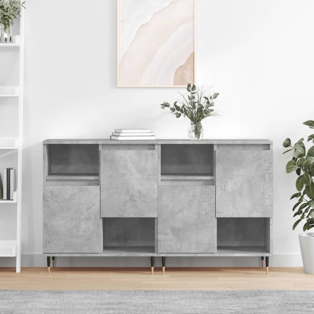 Buffets 2 pcs gris béton bois d'ingénierie - XIOS