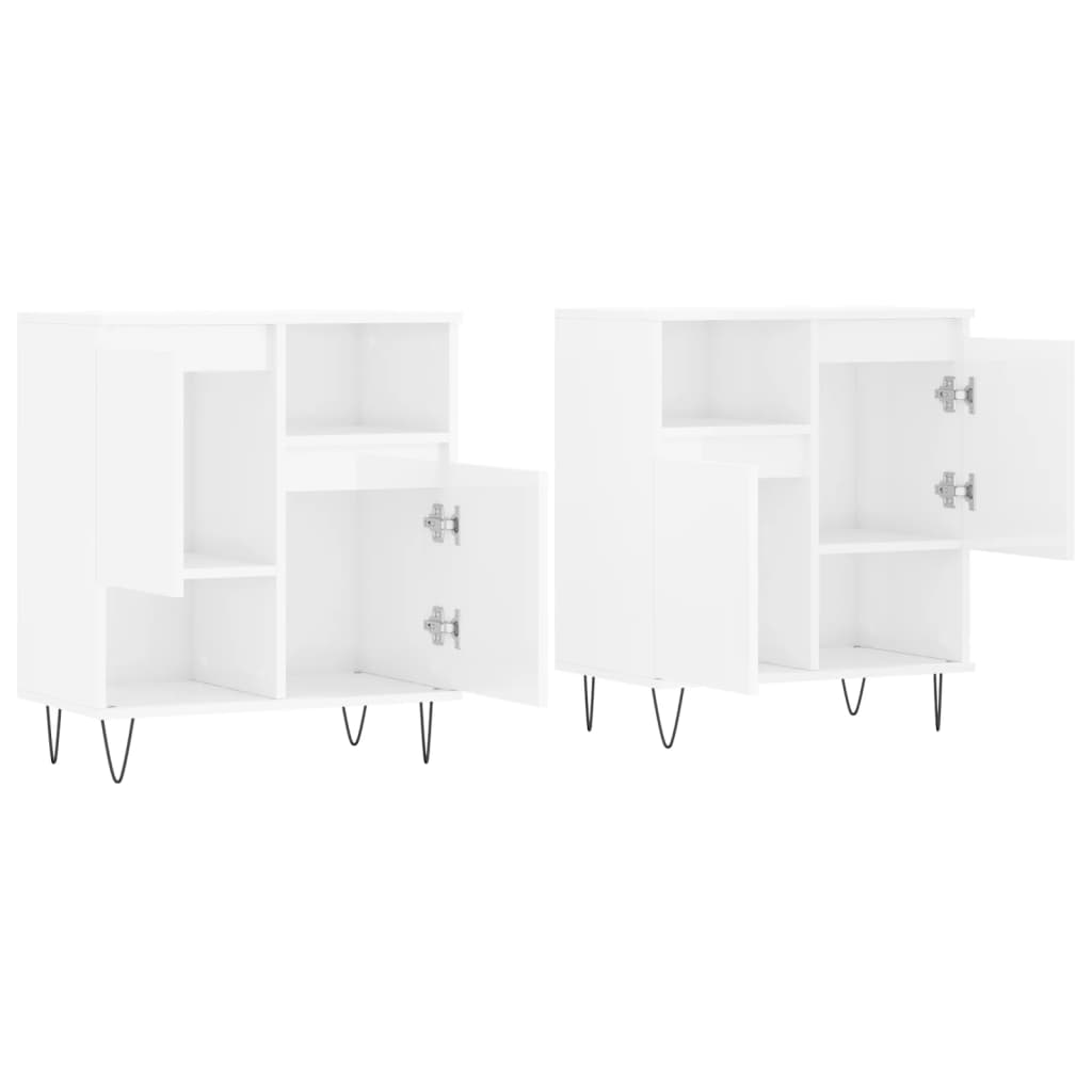 Buffets 2 pcs blanc brillant bois d'ingénierie - XIOS