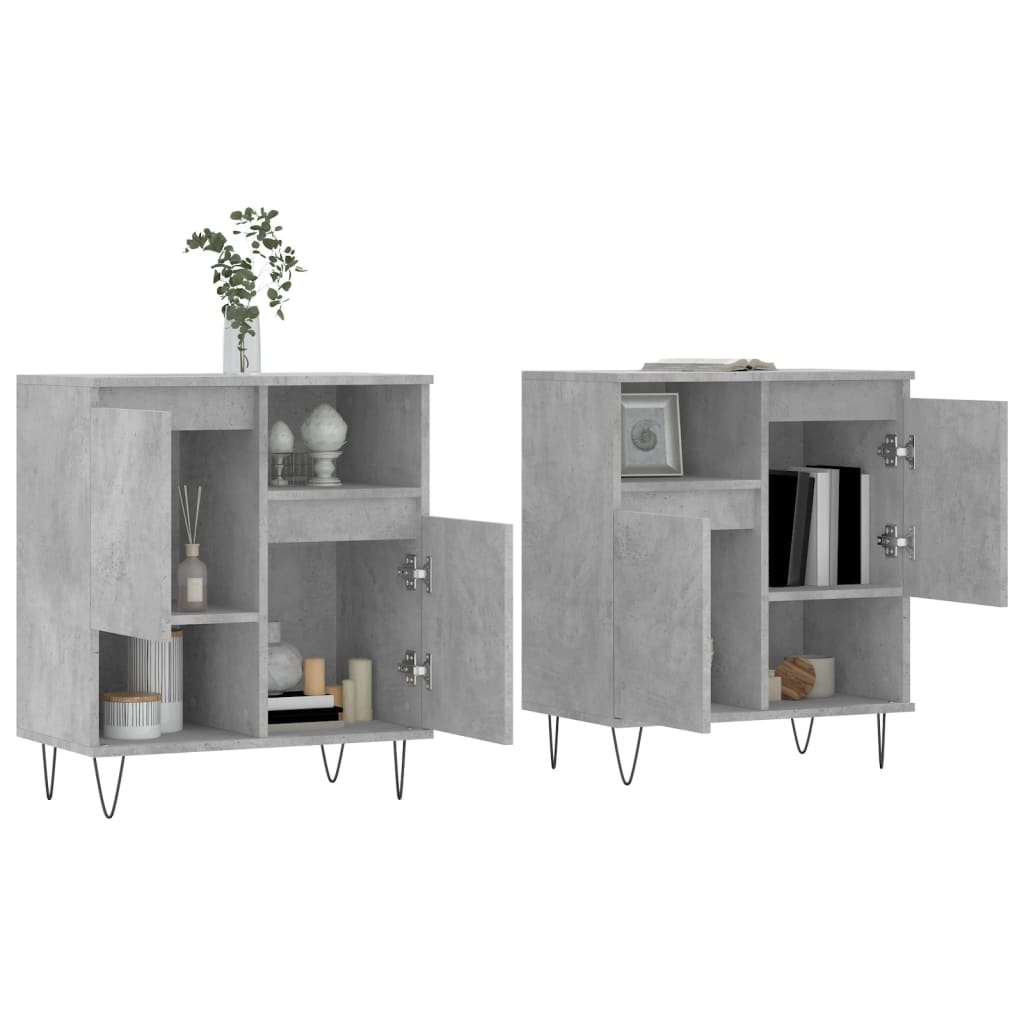 Buffets 2 pcs gris béton bois d'ingénierie - XIOS