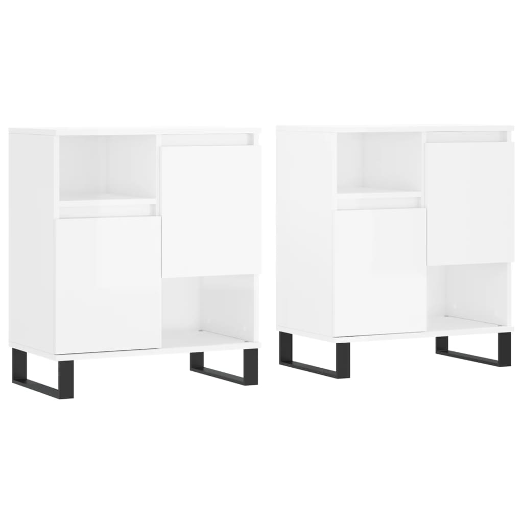 Buffets 2 pcs blanc brillant bois d'ingénierie - XIOS