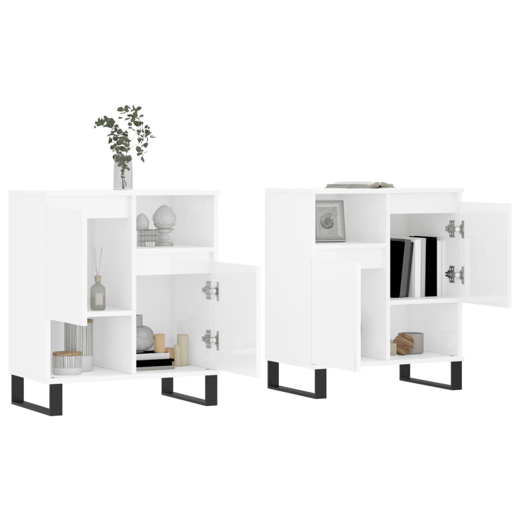 Buffets 2 pcs blanc brillant bois d'ingénierie - XIOS