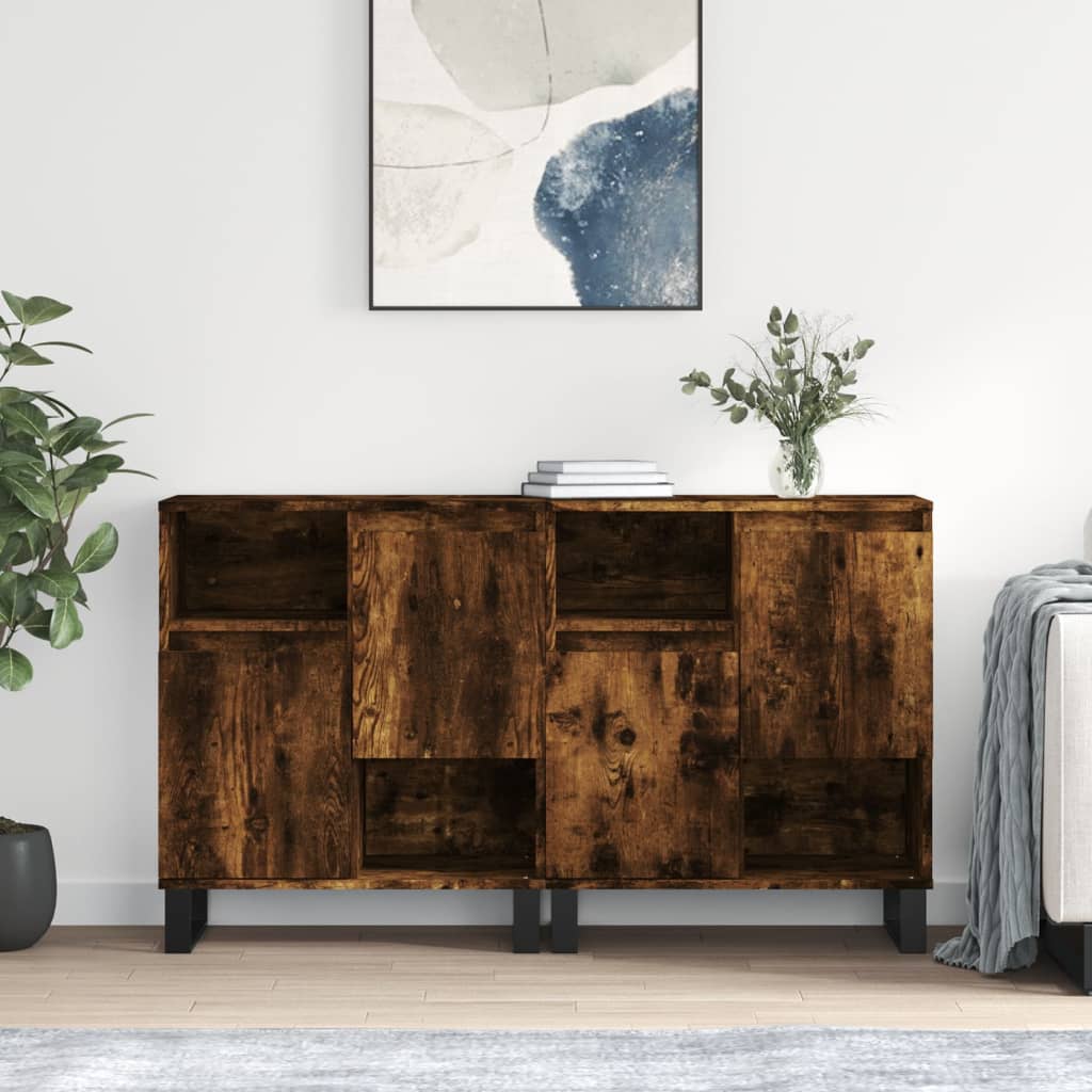 Buffets 2 pcs chêne fumé bois d'ingénierie Buffets & bahuts vidaXL