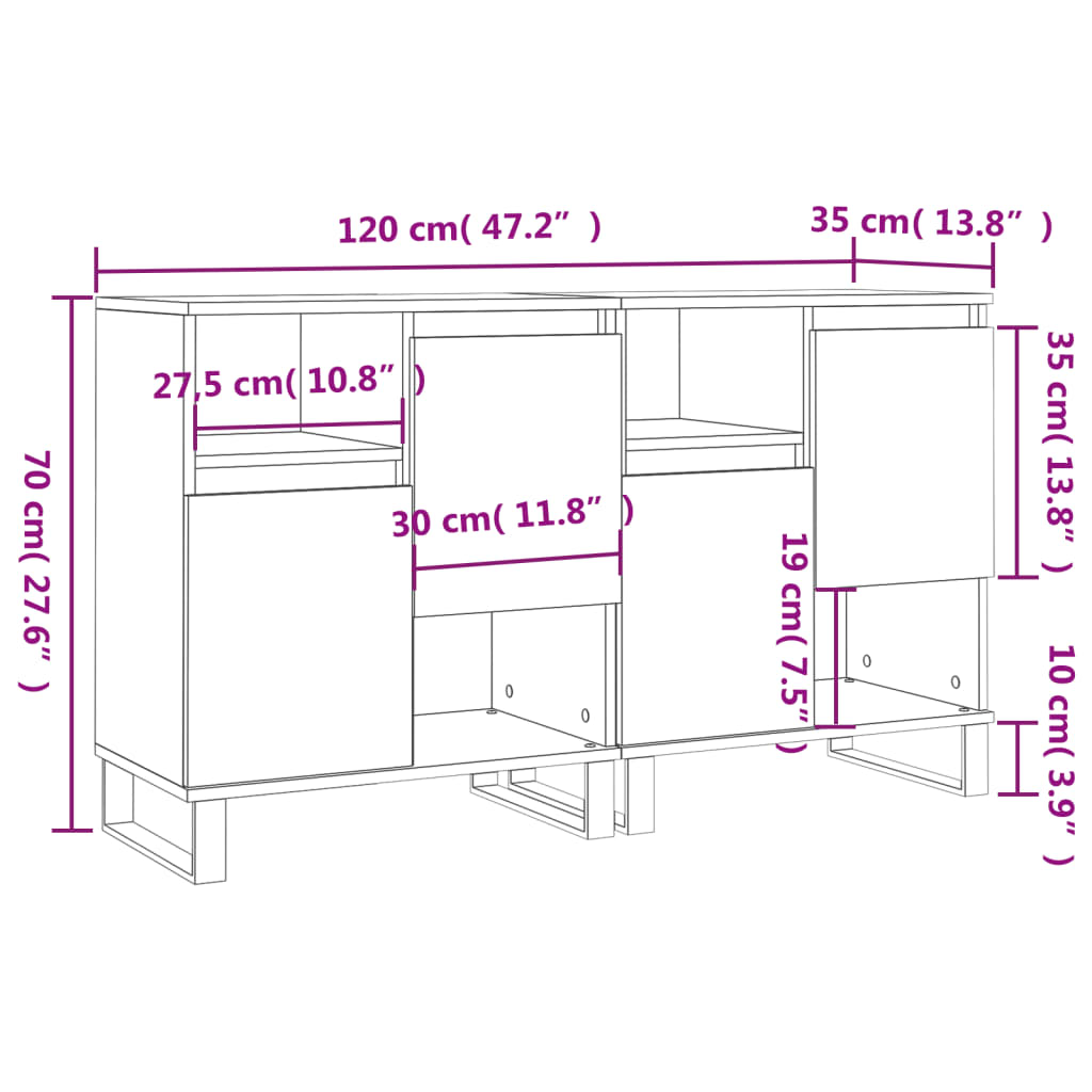 Buffets 2 pcs sonoma gris bois d'ingénierie - XIOS