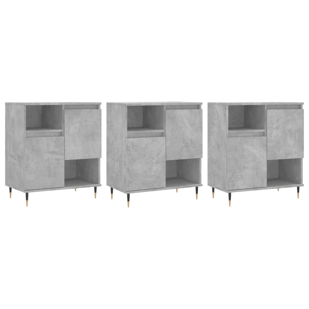 Buffets 3 pcs gris béton bois d'ingénierie - XIOS