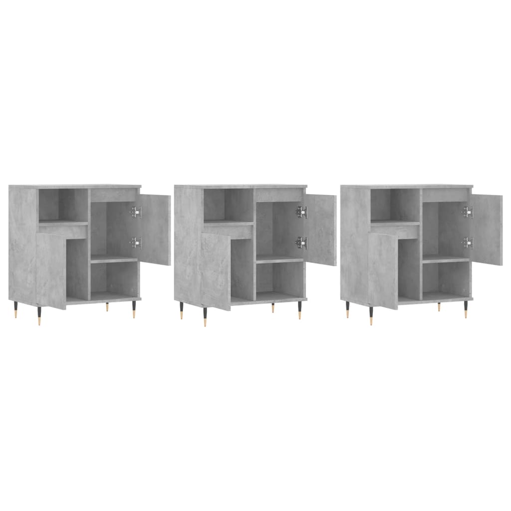 Buffets 3 pcs gris béton bois d'ingénierie - XIOS