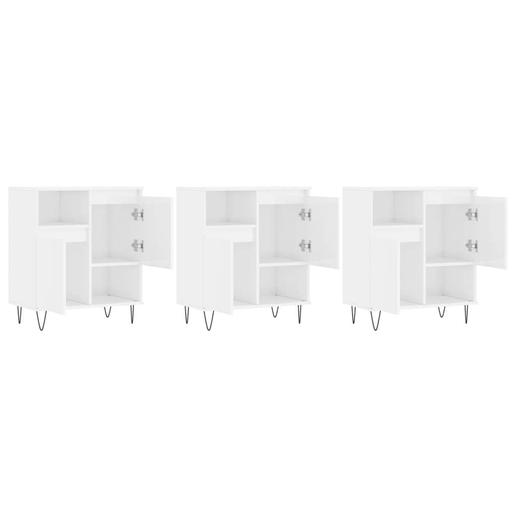 Buffets 3 pcs blanc brillant bois d'ingénierie - XIOS