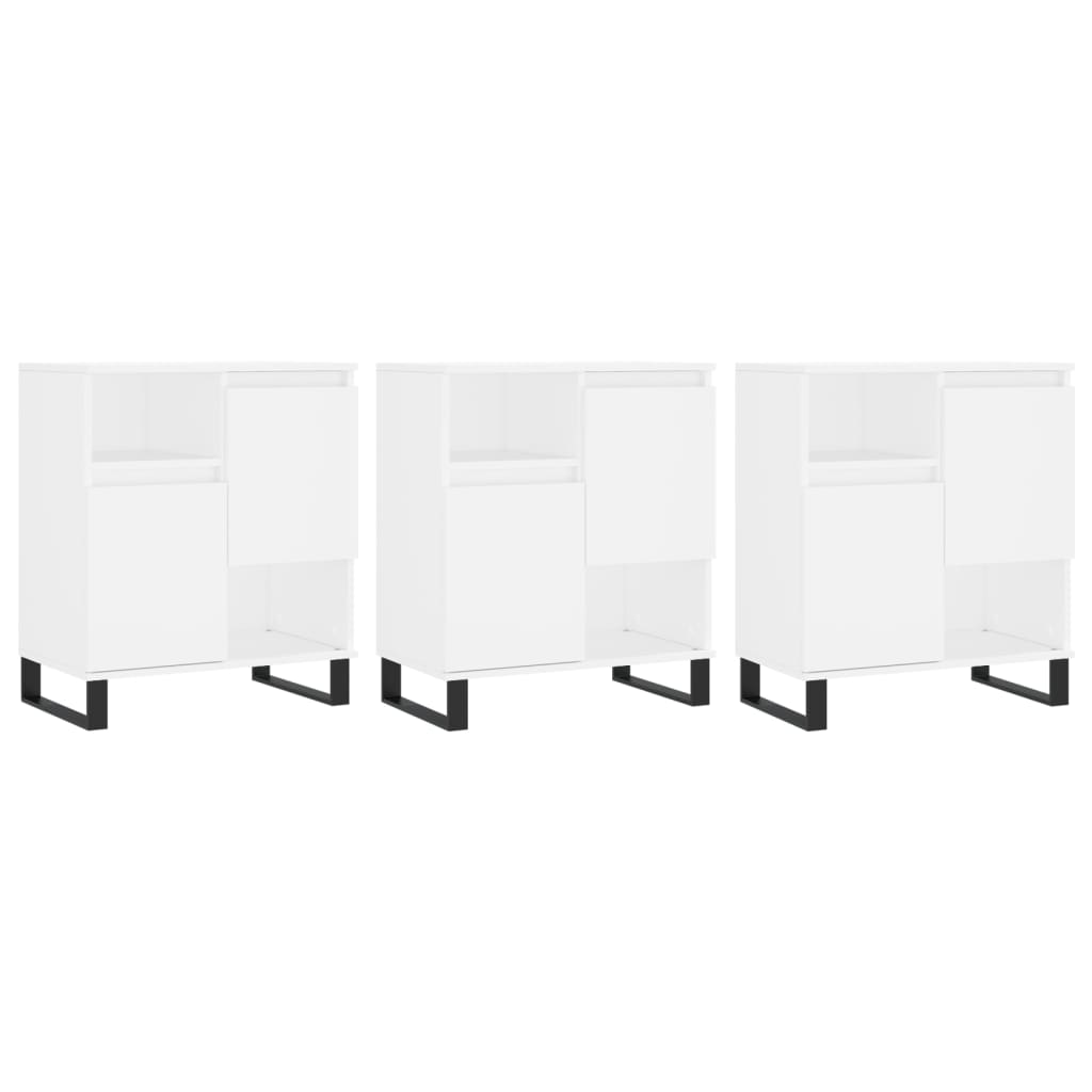 Buffets 3 pcs blanc brillant bois d'ingénierie - XIOS
