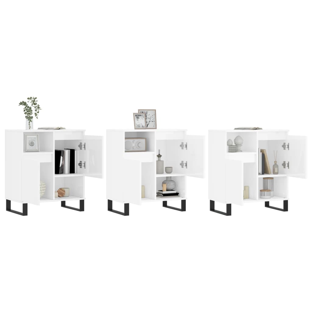 Buffets 3 pcs blanc brillant bois d'ingénierie - XIOS