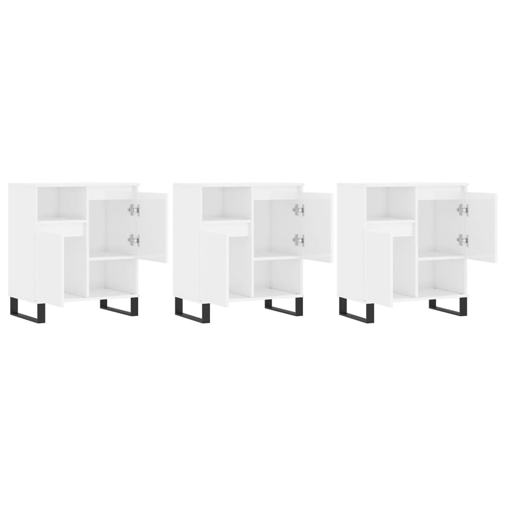 Buffets 3 pcs blanc brillant bois d'ingénierie - XIOS