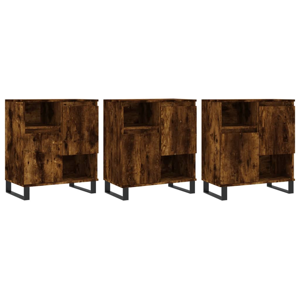 Buffets 3 pcs Chêne fumé Bois d'ingénierie Buffets & bahuts vidaXL