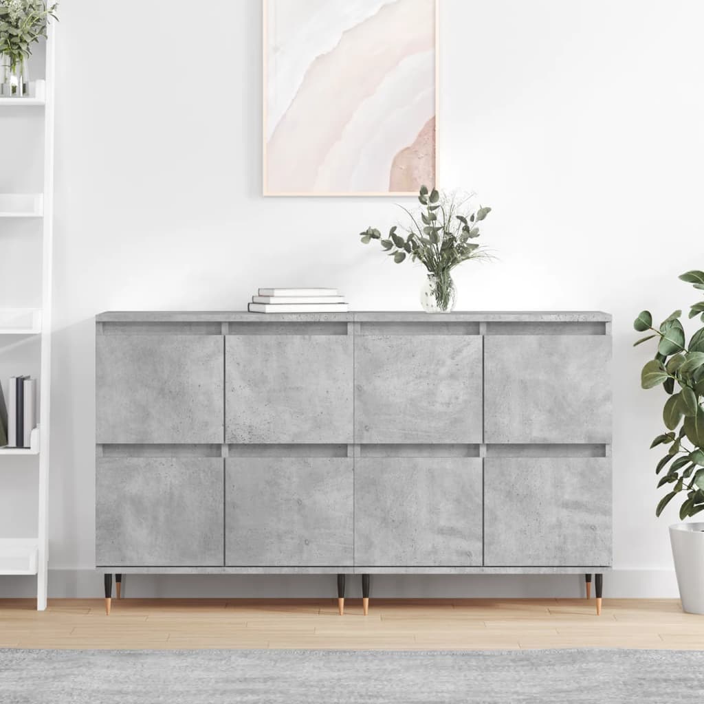 Buffets 2 pcs gris béton bois d'ingénierie - XIOS