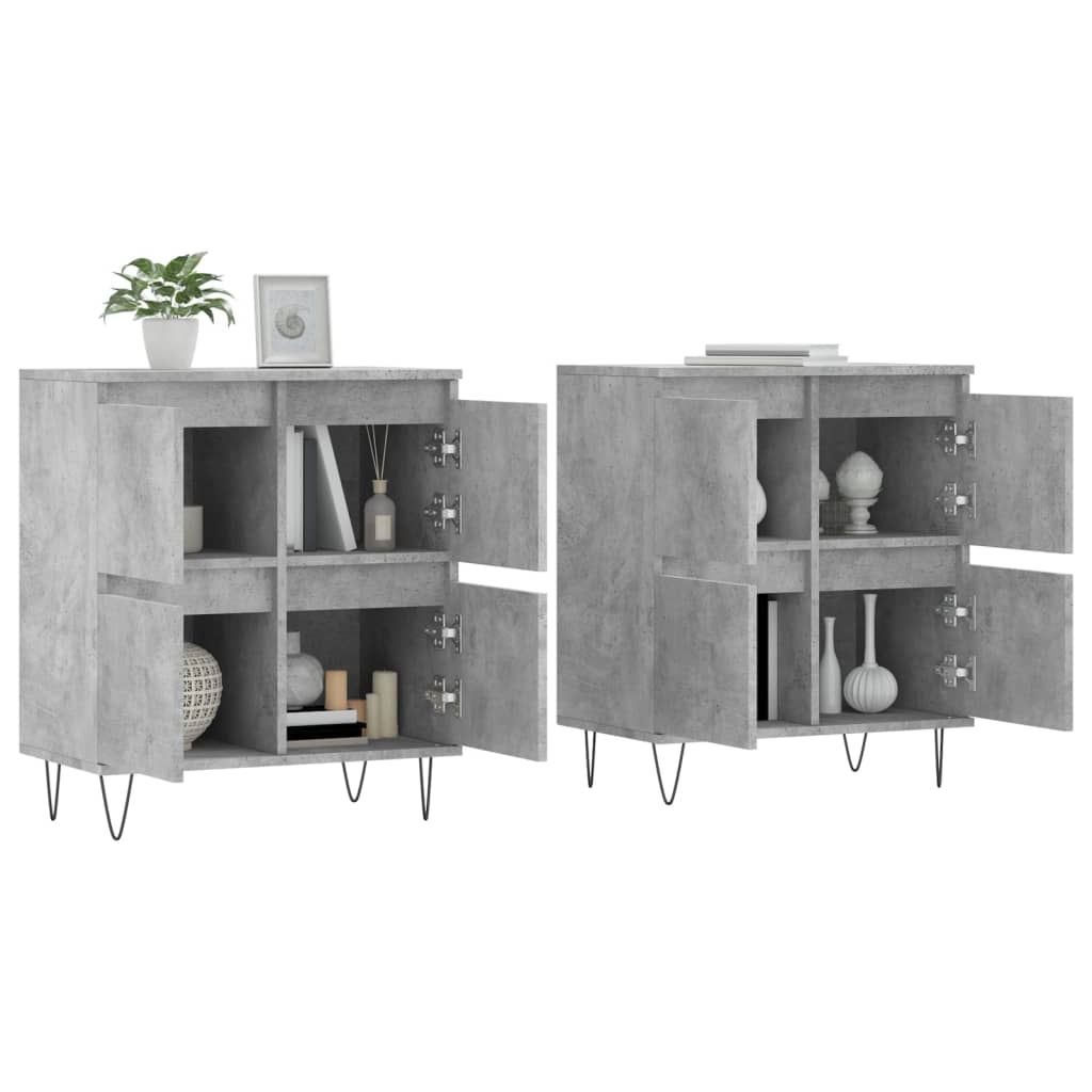 Buffets 2 pcs gris béton bois d'ingénierie - XIOS