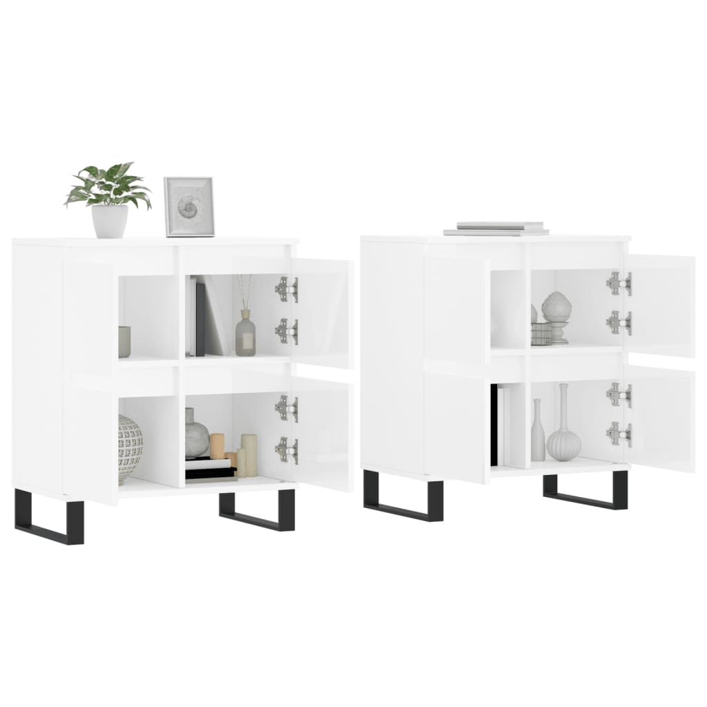 Buffets 2 pcs blanc brillant bois d'ingénierie - XIOS