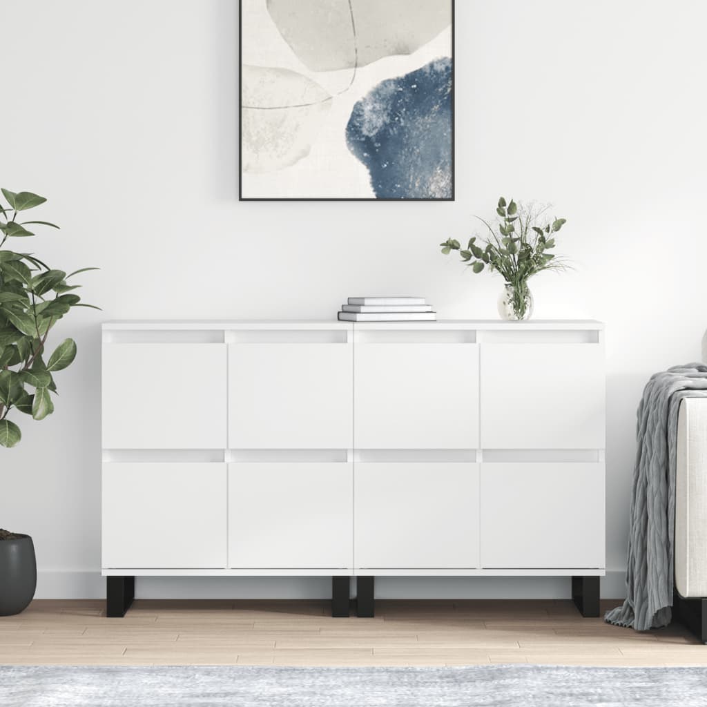 Buffets 2 pcs blanc brillant bois d'ingénierie - XIOS